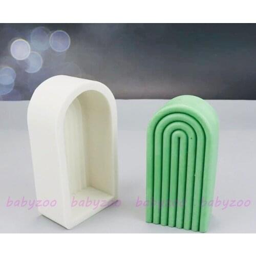 New Custom Design DIY Cute Fluted Swirl irregular shape Candle Mould Twist Ripple Fancy Boho Rainbow Arch Silicone Mold