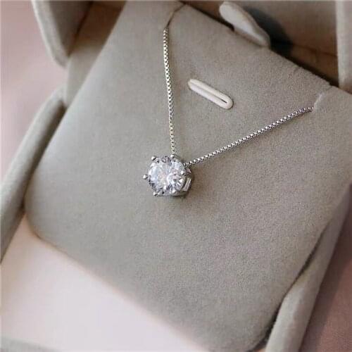 Fashion Chocker Necklace For Women Simple Crystal Zircon Pendant Necklace Clavicle Chain Wedding Jewelry Collier Femme Gift