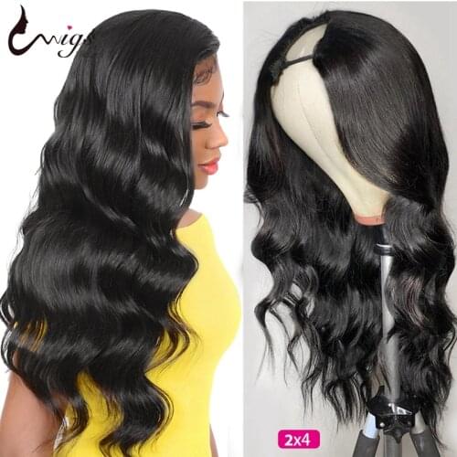 UWIGS Body Wave U Part Wig 150 Density Glueless Human Hair Wigs For Women Colored 99J Body Wave Wig Brazilian Remy Hair Wigs