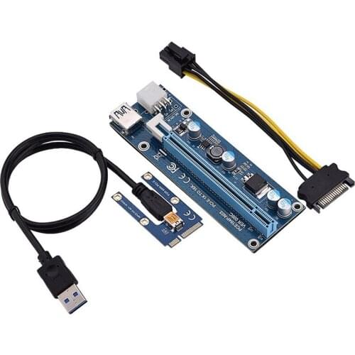 PCI-E 1X to 16X Riser Adapter with MOLEX to SATA Power Cable-GPU Cord Riser Adapter-Ethereum Mining for Mining