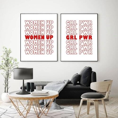Girls Power Poster Women Up Art Print Minimalist GRL PWR Canvas Painting Modern Quote Modern Wall Picture Living Room Home Decor