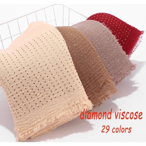 Popular Women Diaomd Plain Viscose Cotton Hijab Crinkle Shawl Bead Wrap Headband 180*90cm 10pcs/lot Can Choose Colors
