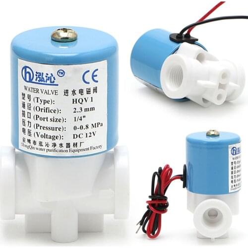 Practical G1/4" HQV1 Solenoid Valve Plastic Normally Closed 2 Way 12V DC 0-120PSI 0-0.8MPa Miniature Valves 40*30*60mm