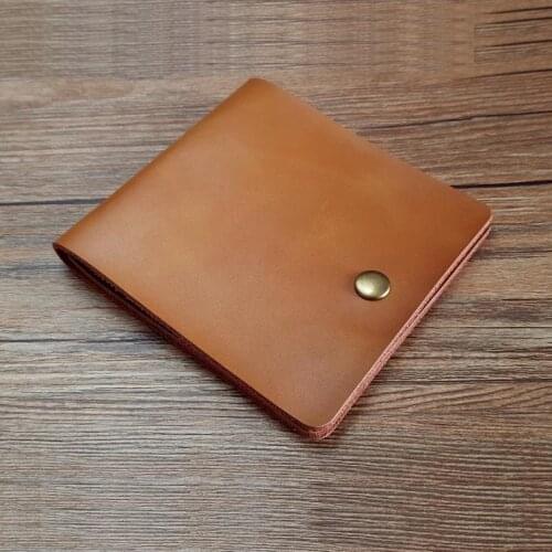 Handmade Unisex Simple Credit Card Holder Leather Button Lock Small Wallet for Cards Designer Retro Wallet for Credit Cards