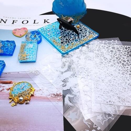 Water Wave Clear Sheet for Epoxy Resin Jewelry Accessories Decor DIY Ocean Jellyfish Feather Films Filling