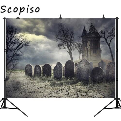Scopiso Seamless Photography Background Terror Cemetery Castle Halloween Theme Backdrop Professional Photo Studio Prop