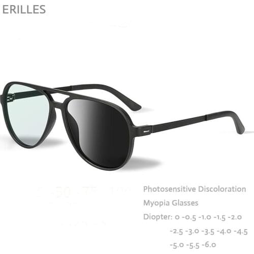 HD Smart Photochromic Myopic Glasses Men Pilots Sunglass Ultraviolet Light Change Color Goggles Sunglasses Multi-purpose Glasses