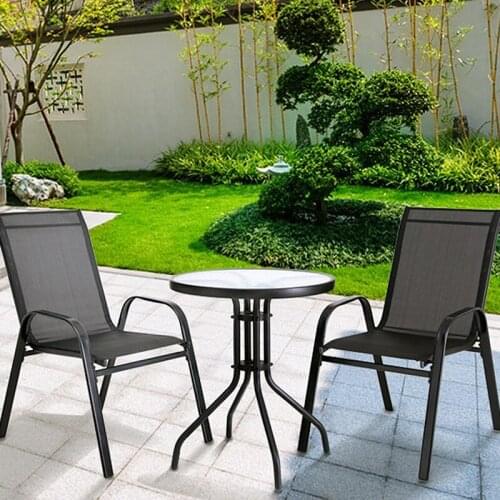 Outdoor Table Chair Camping Picnic Table Waterproof Glass Round Table Table Desk Outdoor Courtyard Combination Table And Chair