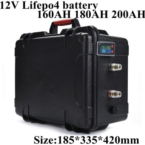 Waterproof 12v 160ah 180ah 200ah Lifepo4 Lithium Battery 12V BMS for Electric Fishing Boat Solar System Power Supply+10A Charger