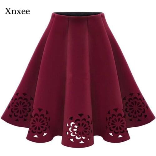Hollow Out A Line Skirts Women New Spring Autumn Fashion Womens Solid Burning Flowers Tutu Casual Vintage Elegant Midi Skirt