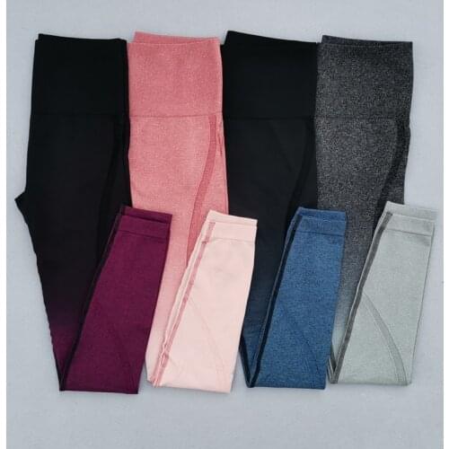 2021 Ombre Seamless Leggings Women High Waist Running Yoga Pants Stretchy Tummy Control Gym Tight Sport Leggings Fitness Pants