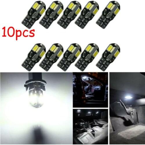 10pcs T10 194 168 W5W 5730 8 LED SMD White Bulbs for Car Interior Canbus Car Side Wedge Light Indicator Reading License Lights