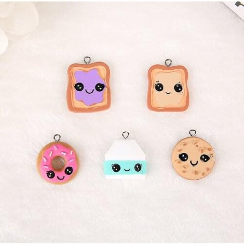 10pcs Multicolor Resin Flatback Artificial Fake Food Milk and Cake For Necklace Keychain Pendant DIY Making Accessories
