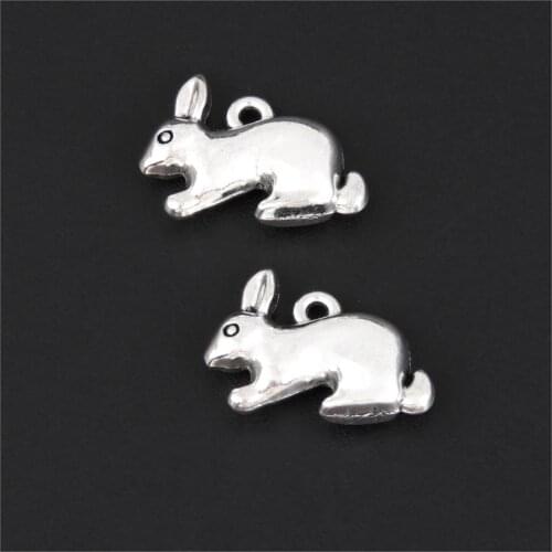 10Pcs Silver Color Rabbit Charms Finding Alloy Animal Pendant DIY Handmade Jewelry Making Accessorie Wholesale