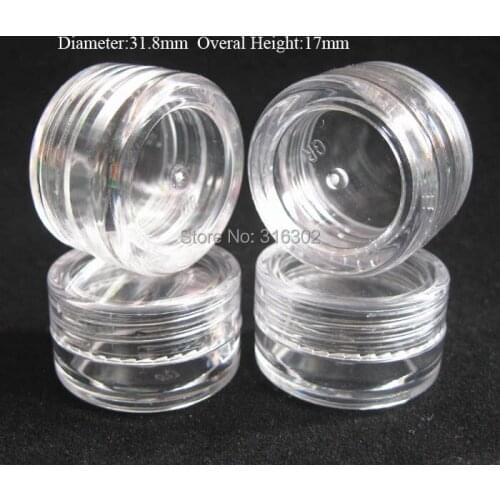 100 x 5g Empty clear PS Plastic Cosmetic Jar Pot used as promotion cream glitters sample packaging 5cc Cosmetic Containers