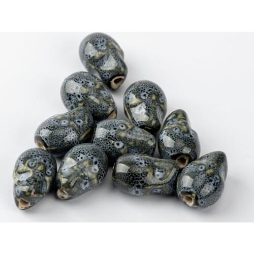 16# 20pcs Skull Shape Sphere Ceramic beads DIY Yoga Unique Ceramics Beads Wholesale #A422C
