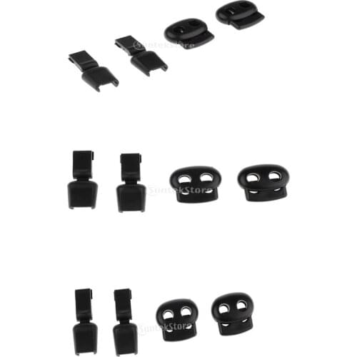 3 Pair Sport Shoes Lace Locks Set Shoelaces Strings Fastener Stopper Black Strong and Durable to Use