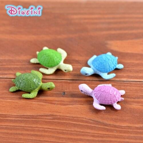 4pcs Colorful Seaside Turtle Miniature model Cartoon Animal Figurines Girl Boy toys baby creative gift home decoration PVC craft