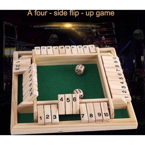 4 Sided 10 Numbers Shut The Box Board Game for Kids and Adults Birthday Drinking Prop KTV Pub Bar Party Board Game