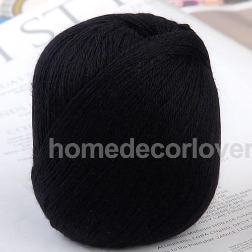 400m Black Soft Cashmere Wool Knitting Crafts Yarn Craft Sweater scarf Making