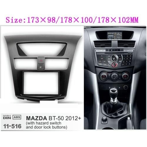 Car Radio Fascia For Mazda BT-50 2DIN Stereo Frame Panel Plate Dash Installation Trim Kit with hazard switch door lock button