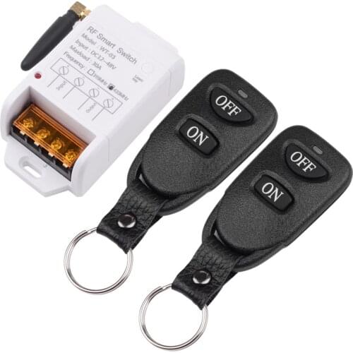 433Mhz Wireless RF Switch DC 12V 24V 48V 1CH Wireless Remote Control Switch, Black leather Transmitter，Receiver input 12-48V