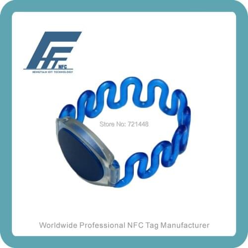 NFC Plastic Closed-loop Wristbands NTAG213 Blue Plastic NFC Wristband 100pcs