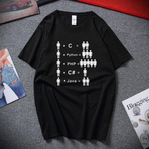 Funny C Java Python Programmer Developer T Shirt Tops Mans Cotton Short Sleeve Men Computer T-shirt Fashion Cool Men Tshirt