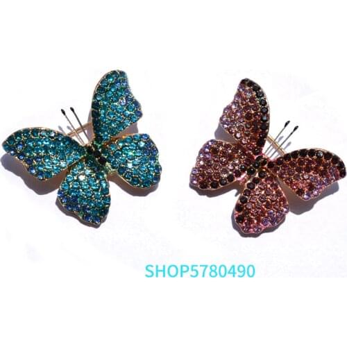 Classic Jewelry Butterfly brooches Vintage pins Rhinestone Delicate Brooches for Women Bridal Gift Dress Accessories Elegant Pin