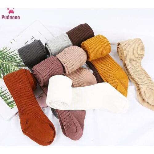 Hot Autumn Winter Warm Tights Toddler Kids Baby Girl Ribbed Stockings Cotton Warm Pantyhose Candy Color Tight 0-4Years