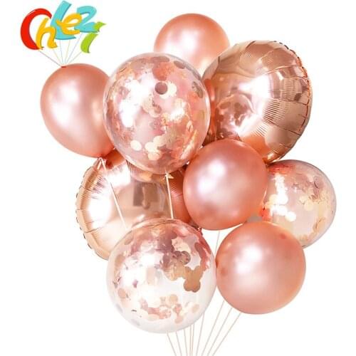Round Rose Gold Foil Balloon with Paper DIY Confetti Metallic Celebrate Party Wedding Birthday Bride Love Party decoration