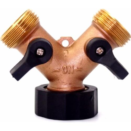 Brass Female 3/4" 2 way tap water splitter 5/8" garden tap Y Quick connector Irrigation valve Hose Pipe adapter
