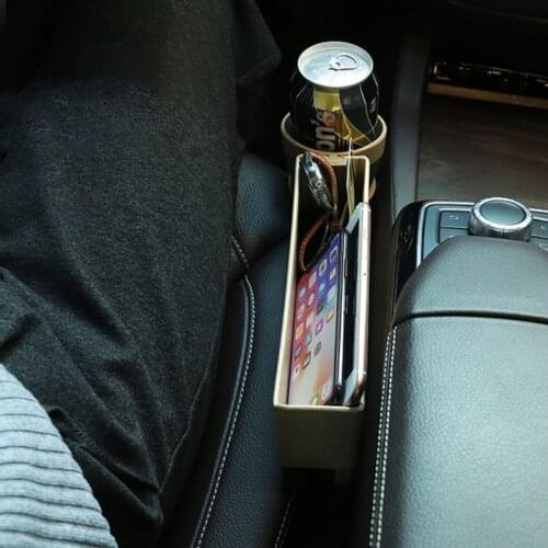 Multi-functional Car Seat Gaps Organizer Storage Box Front Seat Console Side Pocket with Cup Holder Watch Coins Tissue