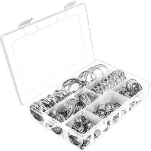 Hose Clamp Assortment Kit 60Pcs Stainless Steel Adjustable 8-38mm Range Worm Gear Hose Clamp,Fuel Line Clamp for Plumbing