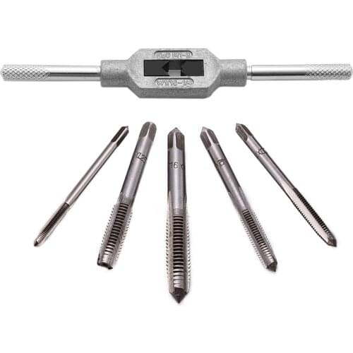 6Pcs/set Mini Screw Tap Set Hand Tap Thread Metric Plug Tapping Threading Taps Wrench Tool M3/M4/M5/M6/M8