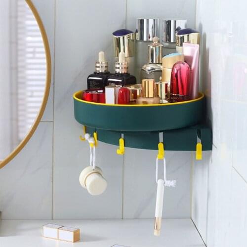 Newly Corner Storage Rack Rotatable Self-Adhesive Convenient Storage Organizer For Bathroom Kitchen