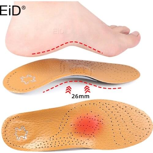 EiD Premium Orthotic insole Leather Insoles for Flat Foot Arch Support 3D 25mm orthopedic Insoles for men women OX Leg Shoe pad