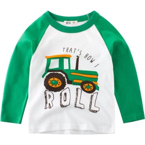 2-9T Toddler Kid Baby Boy clothes autumn Top Cotton T shirt Cute Sweet tshirt basic Tee Cartoon Car Casual Plain Outfit