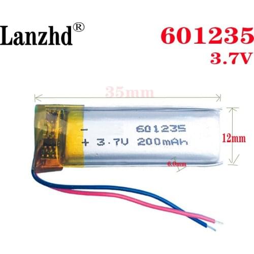 601235 3.7V 200mAh Rechargeable Li Polymer Battery For JBR BT200 FS258 Bluetooth Headset Mp3 MP4 DVR Speaker Smart Watch 601235