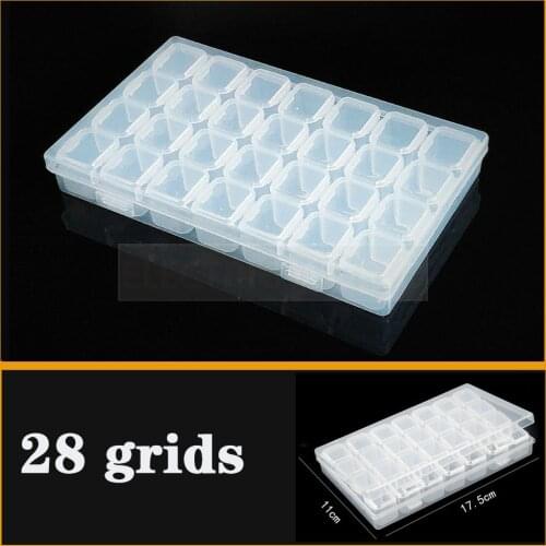 Plastic Box 28 Slots Accessories Container Clear Empty Nail Art Decoration Storage Case Box Nail Glitter Rhinestone Beads