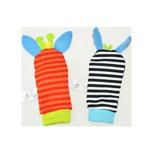 Cartoon Wrist Strap Rattles Animal Socks Toy New Baby Infant Soft Handbells Hand Foot Developmental Toy Foot Socks 0~24 Months