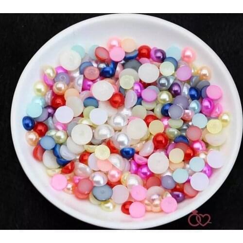 4/6/8mm Half ABS Pearls Colorful Round Acrylic Imitation Flatback Pearl Beads for Jewelry Making /DIY Nail Art /Phone Decoration