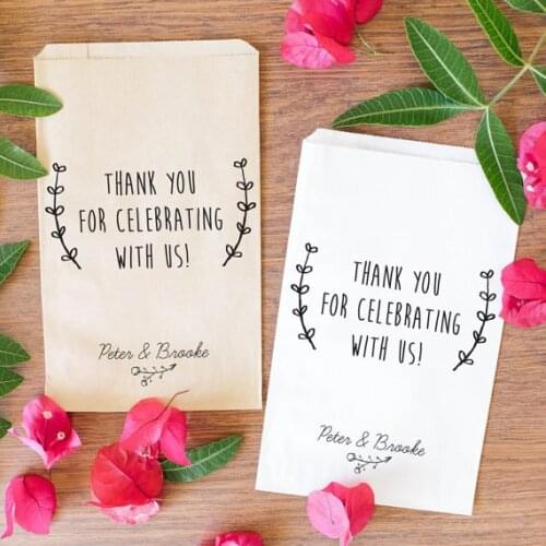 Custom vine Wedding popcorn candy Buffet Donut thank you bags Bridal Shower Bakery Cookie gift Favors peanut packets