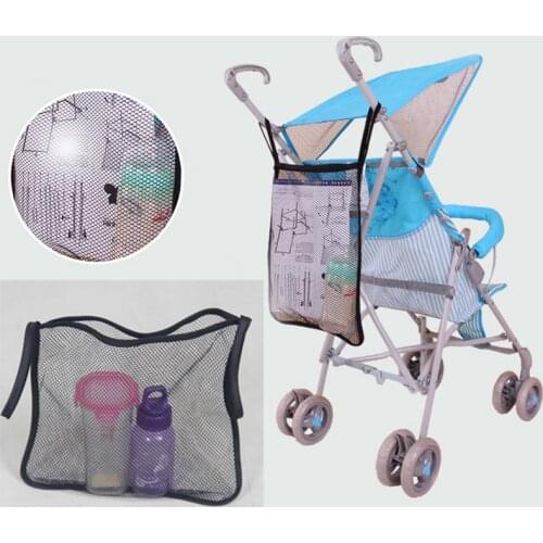Baby Car Bag Stroller Accessories Magnetic Baby Stroller Trolley Net Pocket Organizer Mesh Bottle Diaper Hanging Storage Bag