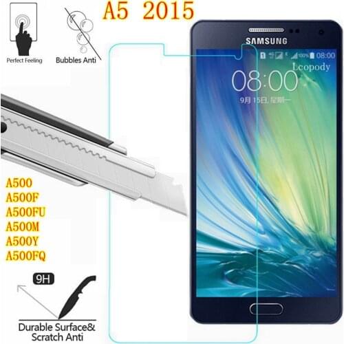 9H Tempered Glass fOR Samsung Galaxy A5 2015 Screen Protector GLAS SKLO foR Samsung SM A500 A500F A500FU A500M A500Y A500FQ case
