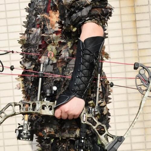 Archery Arm Guard Protection Cow Leather Adjustable Gear Hunting Black/Brown Protect Arm Shooting Training Protector