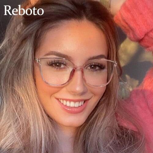Pink Clear Glasses Frames For Women 2021Trends Oversized Anti Blue Light Eyeglasses Transparent TR90 High Quality Eyewear Frames