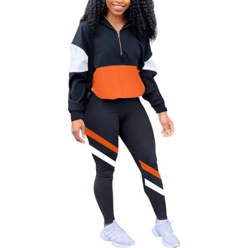 Women Sportswear Casual Long Sleeve Gym Clothing Patchwork Tracksuit Women Yoga Set Fitness Clothing Zipper Sport Clothing mujer
