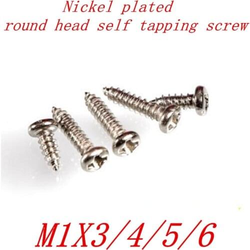 1000Pcs/lot M1*3/M1*4/M1*5/M1*6 1mm micro electronic screw cross recessed phillips round pan head self tapping screw