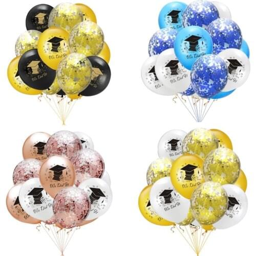15pcs 12inch We Didt It Balloon Gold Black Latex Ballon Graduation Party Decoration Globos Class Room Lay Out Congrats Grad 2021